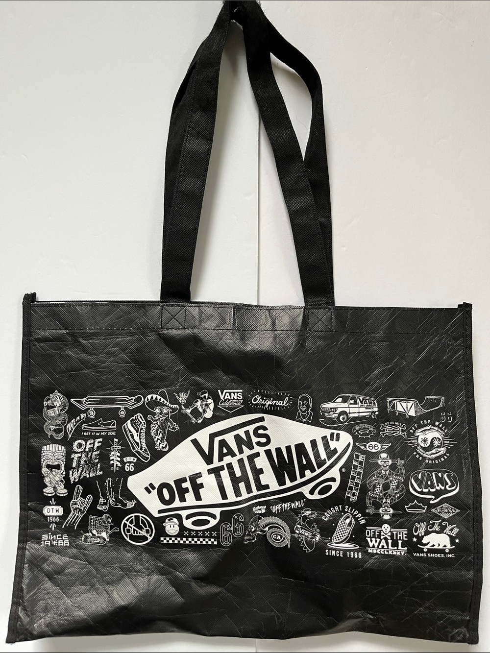 Vans Black Tote with White 'Off The Wall' Graphic